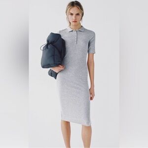 Zara Gray Midi Polo Dress